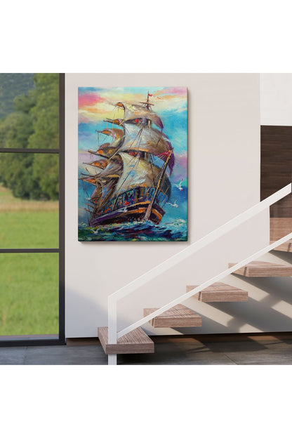 Yağlı Boya Görünümlü Yelkenli Kanvas Tablo-5999