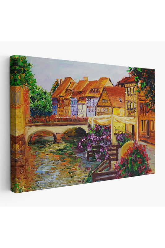 Venedik İtalya Yağlıboya Görünüm Dekoratif Kanvas Duvar Tablosu-3432