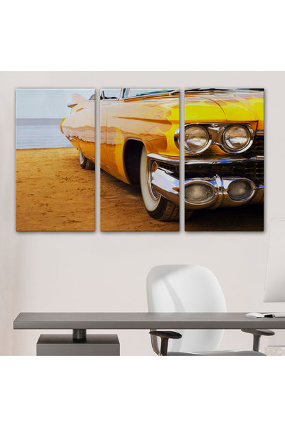 Sarı Klasik Araba Tablosu-6612