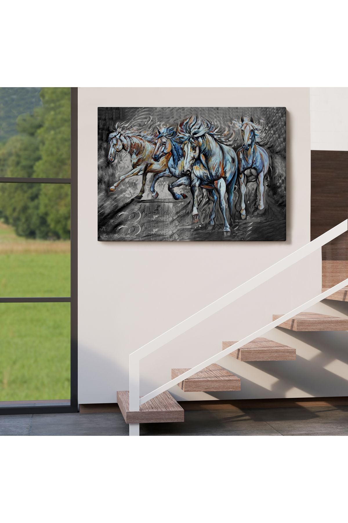 Koşan Atlar Dekoratif Duvar Tablosu-3468