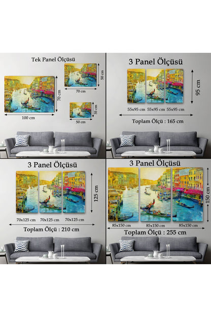 İtalya Venedik Gondol Manzarası Yağlıboya Görünüm Dekoratif Kanvas Duvar Tablosu-3623