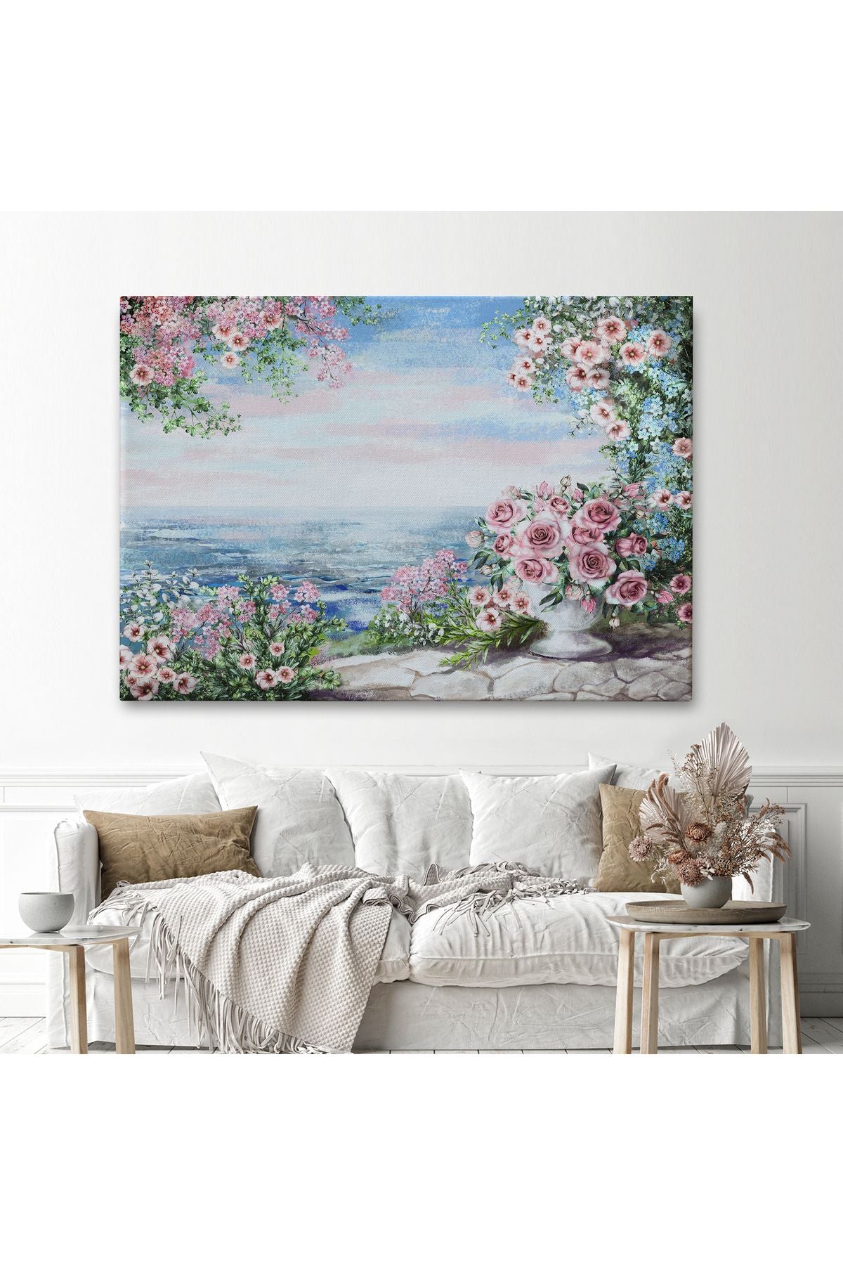 Okyanus Manzaralı Yağlıboya Görünüm Dekoratif Kanvas Duvar Tablosu-3509