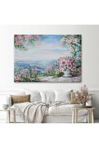 Okyanus Manzaralı Yağlıboya Görünüm Dekoratif Kanvas Duvar Tablosu-3509