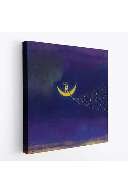 Ay'dan Yıldız Saçan Adam Kanvas Tablo-5849
