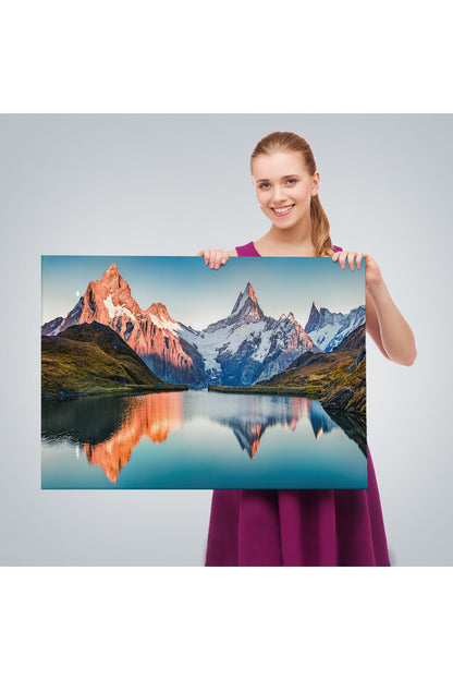 Bachalpsee Gölü ve İsviçre Alpleri Dekoratif Kanvas Duvar Tablosu-3624