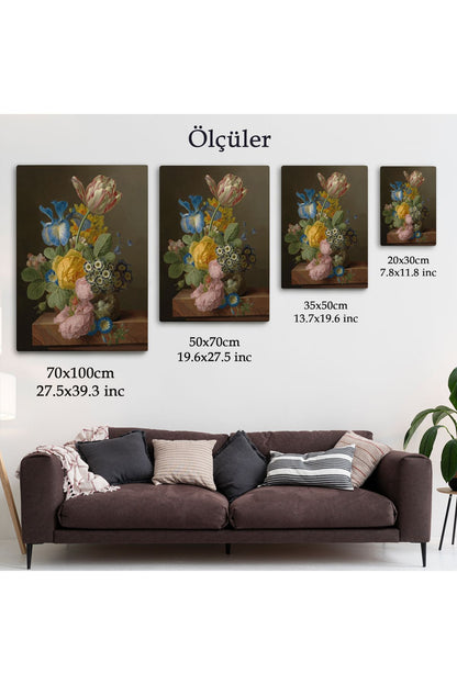 Güzel Çiçekler Yağlıboya Görünüm Dekoratif Kanvas Duvar Tablosu-5937