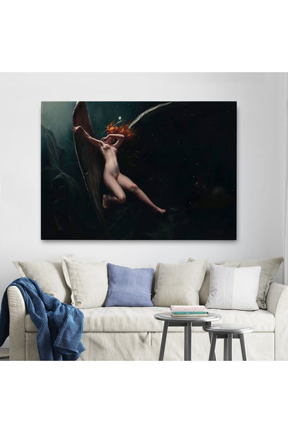 Yıldızlı Gökyüzü Altında Bir Peri Kanvas Tablo, Klasik Sanat Kanvas Tablo-5383