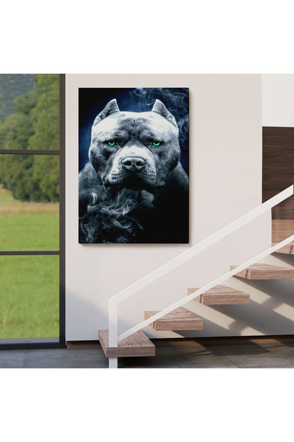 Pit Bull Yeşil Gözlü Amerikan Bully Köpek Kanvas Tablo-5259