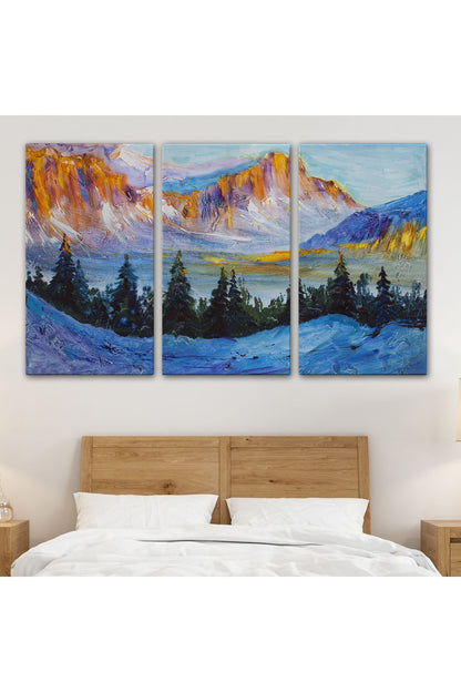 trndry seri001 Rusya Karlı Dağları Manzarası Duvar Tablosu-1235