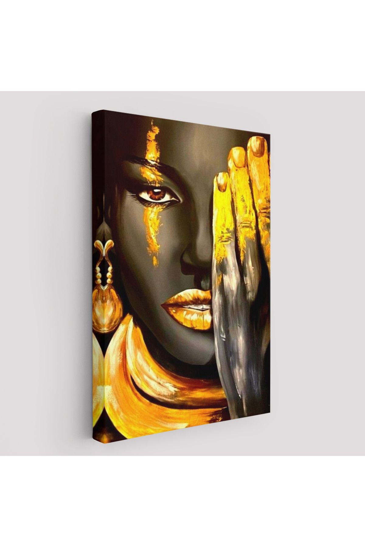 Siyah Kadın Baskılı Afrikalı Kadın Kanvas Duvar Tablosu-5264
