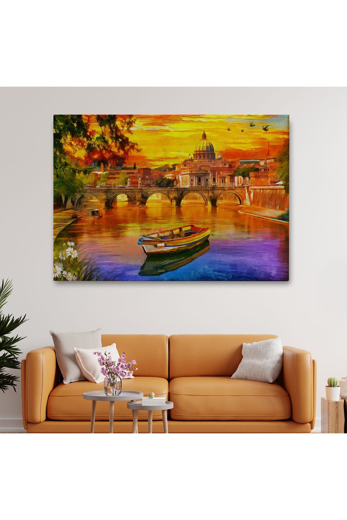 İtalya'daki Aziz Petrus Katedrali ve Tiber Nehri Tablosu-3544