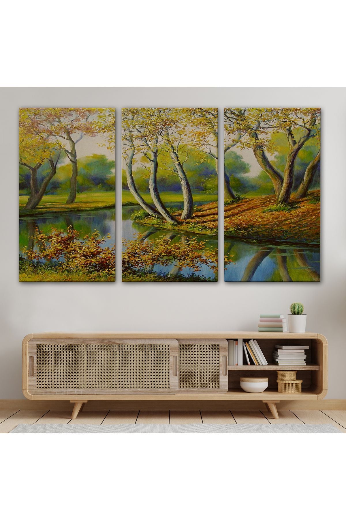 Nehir Manzaralı Yağlıboya Görünüm Dekoratif Kanvas Duvar Tablosu-3617