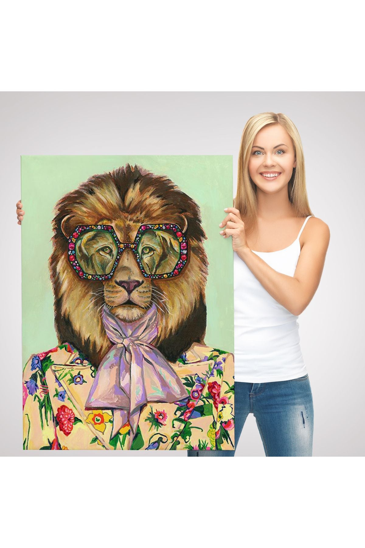 Tüketim Bağımlısı Sosyetik Kaplan Duvar Tablosu-6162