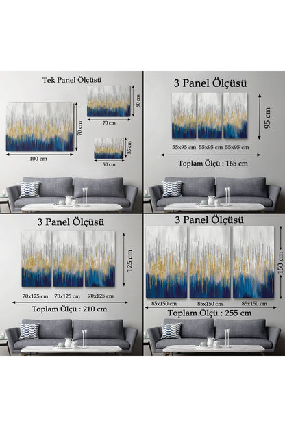 Mavi ve Gold'un Müthiş Uyumu Modern Kanvas Tablo-5046