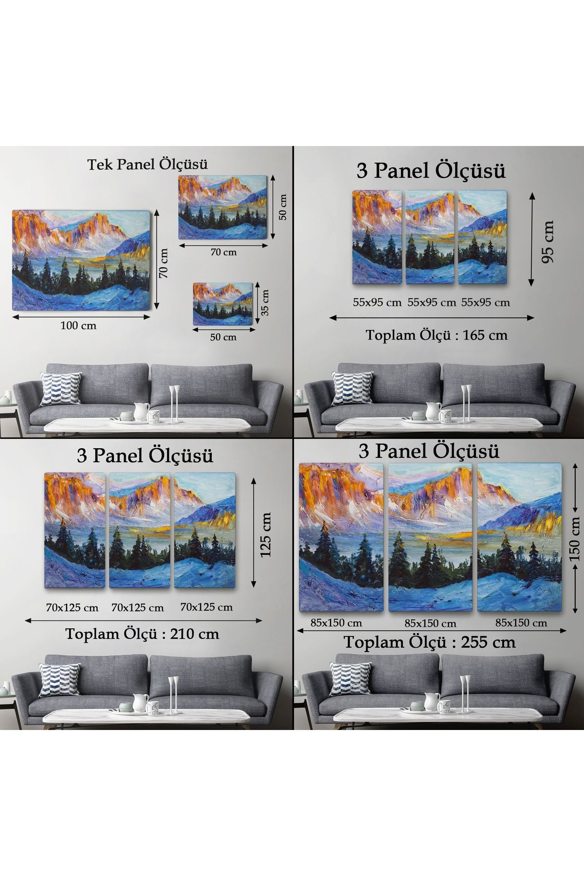 trndry seri001 Rusya Karlı Dağları Manzarası Duvar Tablosu-1235