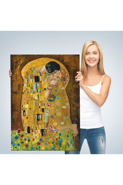 Gustav Klimt'in The Kiss İsimli Eseri Kanvas Tablo-5128
