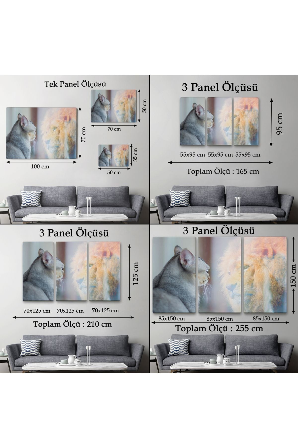 Kendini Aslan Gören Kedi Dekoratif Kanvas Tablo 1175