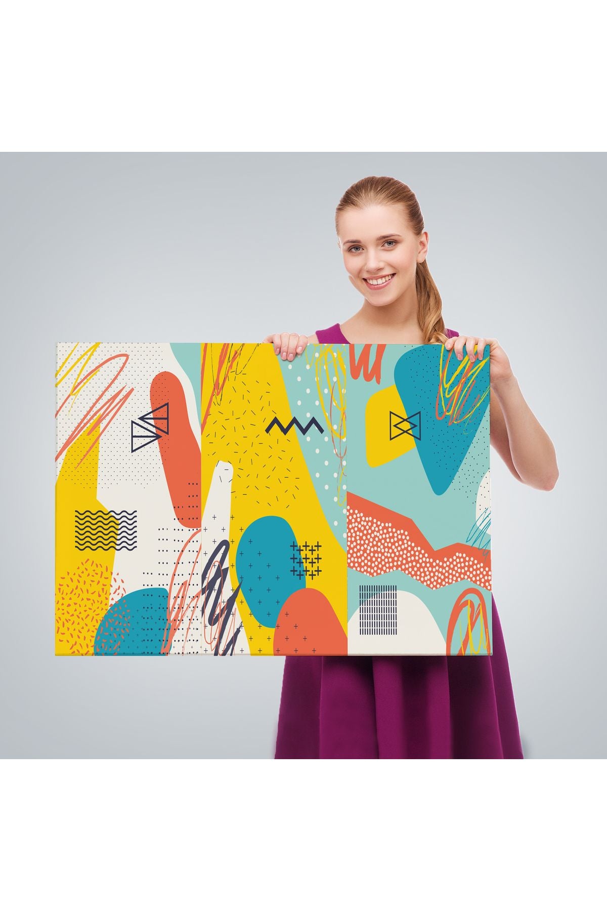 Modern Soyut Görünümlü Dekoratif Kanvas Duvar Tablosu-3577