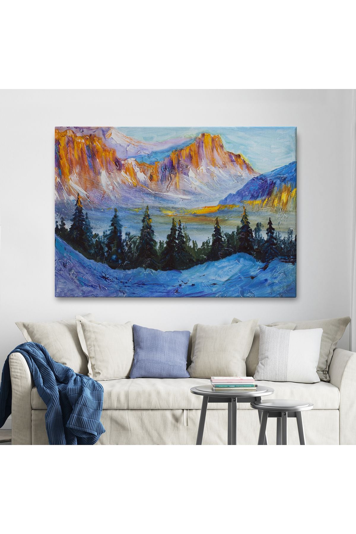 trndry seri001 Rusya Karlı Dağları Manzarası Duvar Tablosu-1235