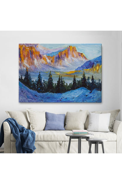 trndry seri001 Rusya Karlı Dağları Manzarası Duvar Tablosu-1235
