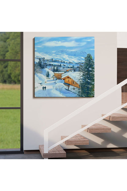 Karlı Dağ Köyü Kanvas Tablo-5912