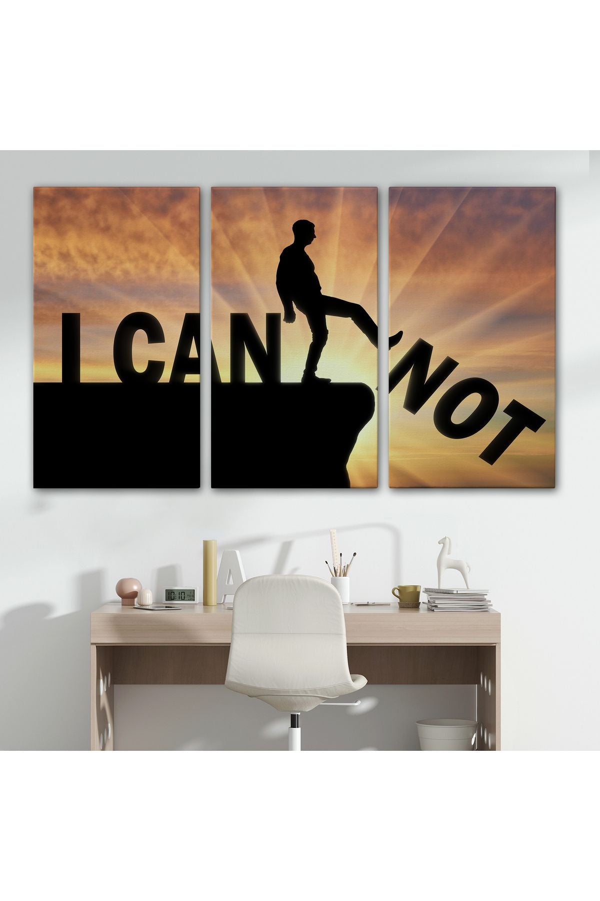 Yapamam, Ayakta Uçurum Kelimeyi Zorlar Kanvas Tablo, Ben Yapabilirim, Motivasyon-5409