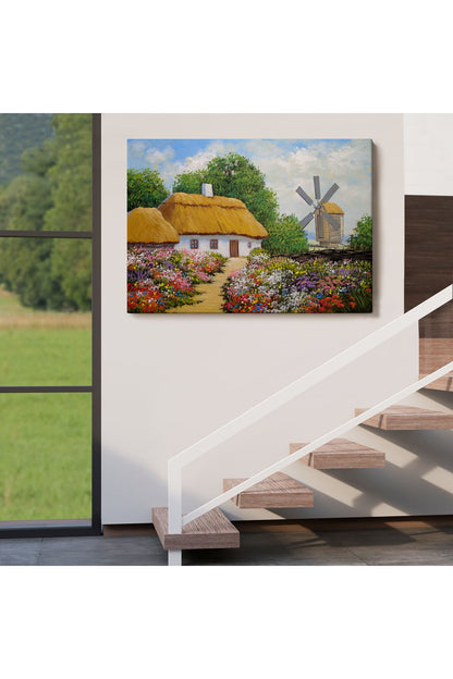 Ukrayna Köy Evi Manzarası Yağlıboya Görünüm Dekoratif Kanvas Duvar Tablosu-3681
