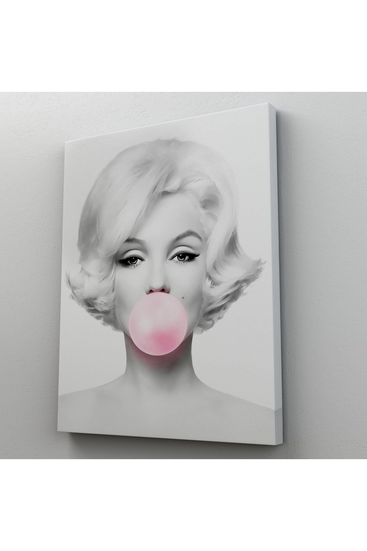 Marilyn Monroe Pembe Kabarcık Sakızlı Dekoratif Kanvas Tablo-5108-3