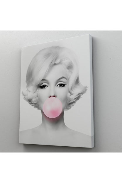 Marilyn Monroe Pembe Kabarcık Sakızlı Dekoratif Kanvas Tablo-5108-3