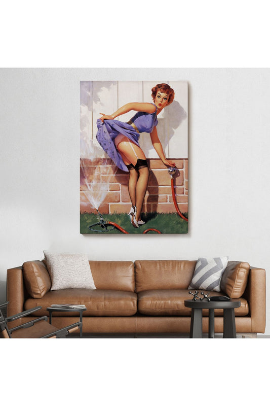Tshp seri001 Bahçedeki Sexi Kadın Dekoratif Duvar Tablosu-6454