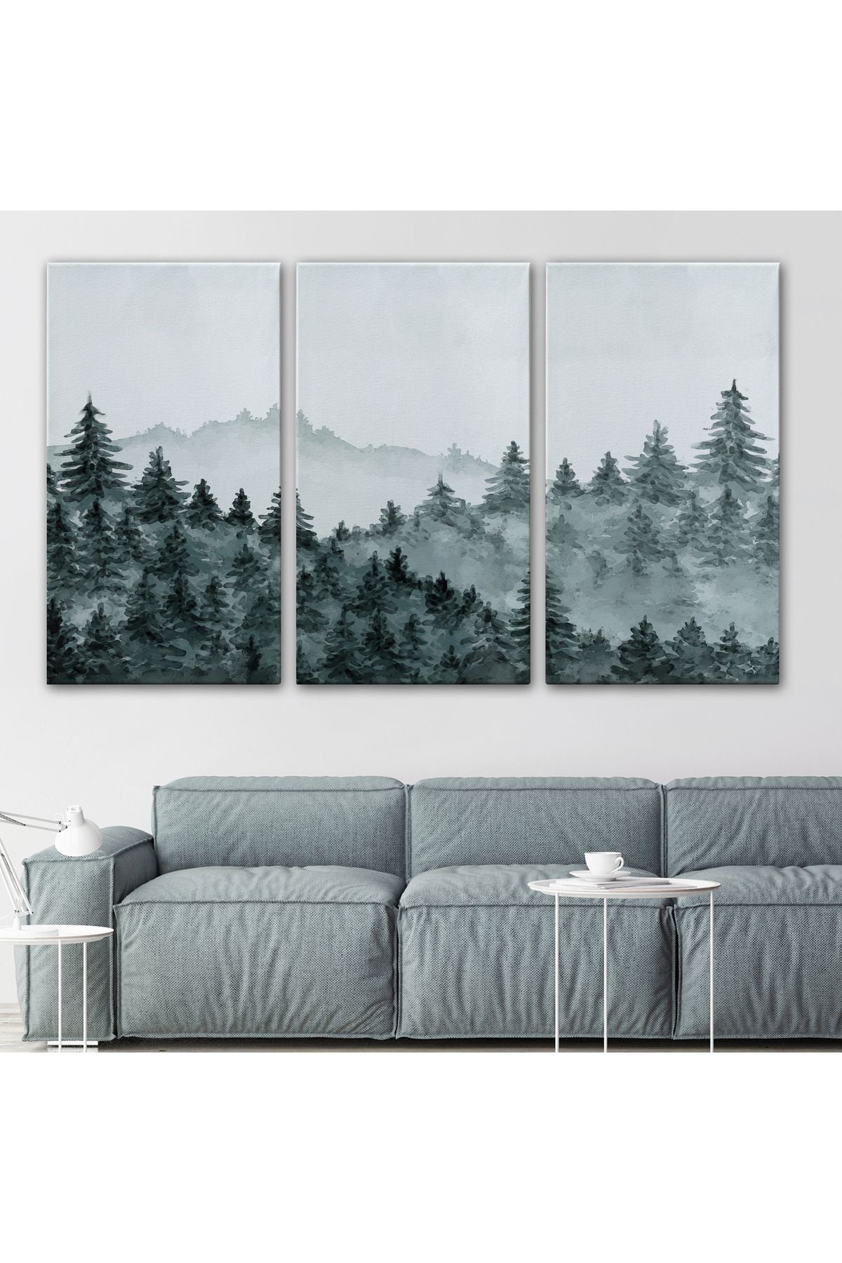 Suluboya Görünümlü Orman Manzarası Dekoratif Kanvas Duvar Tablosu-3644