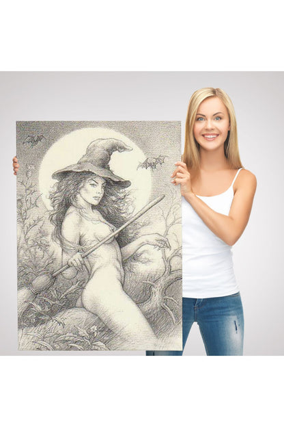 Şabat'a Cadı Uçuşu, Vintage Cadılar Bayramı, Wiccan Tuhaflıkları Kanvas Tablo-5284