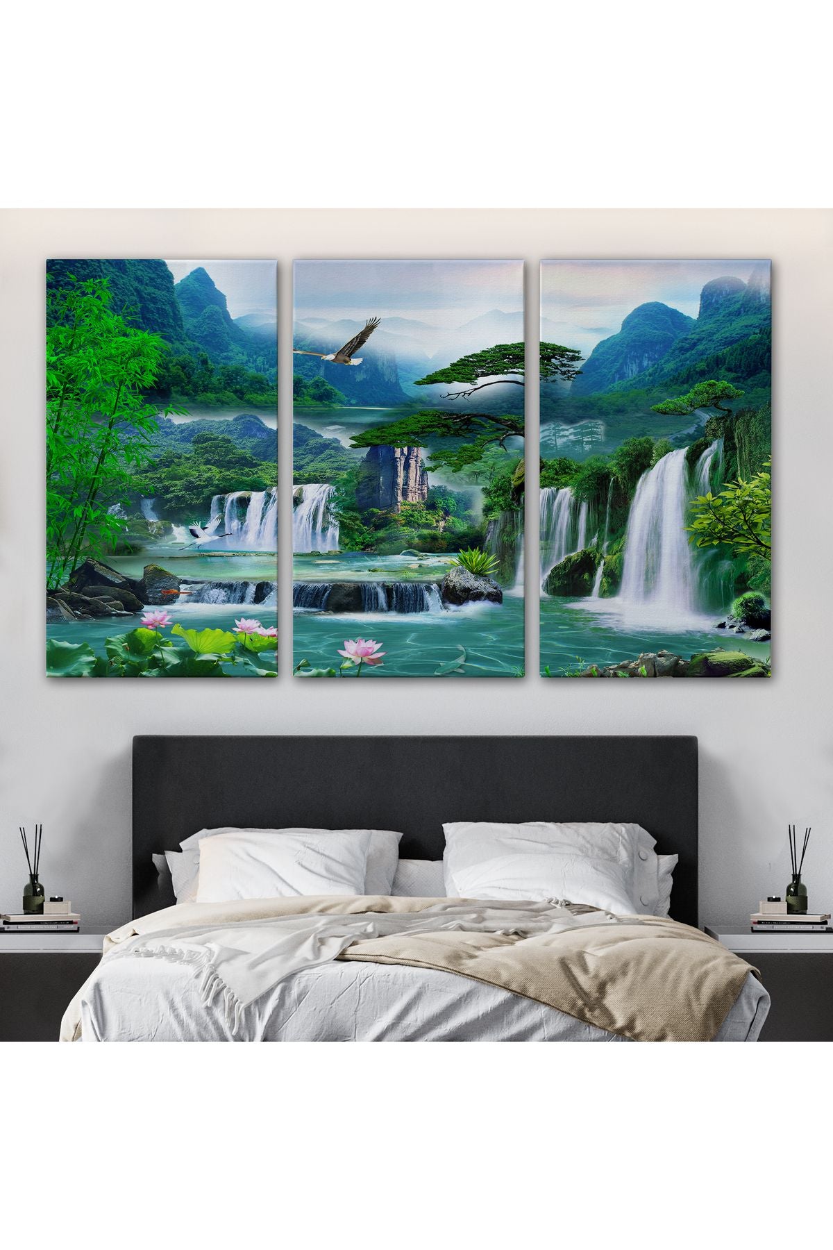 Şelale Manzaralı Dekoratif Kanvas Duvar Tablosu-3676
