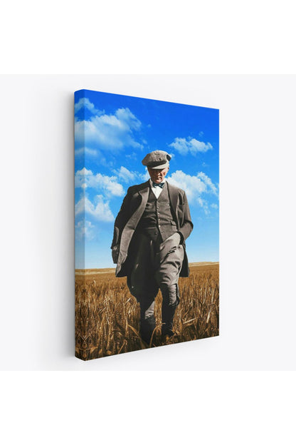 Atatürk Portre Tablosu Mustafa Kemal Atatürk Dikdörtgen Dekoratif Kanvas Tablo-fe-129