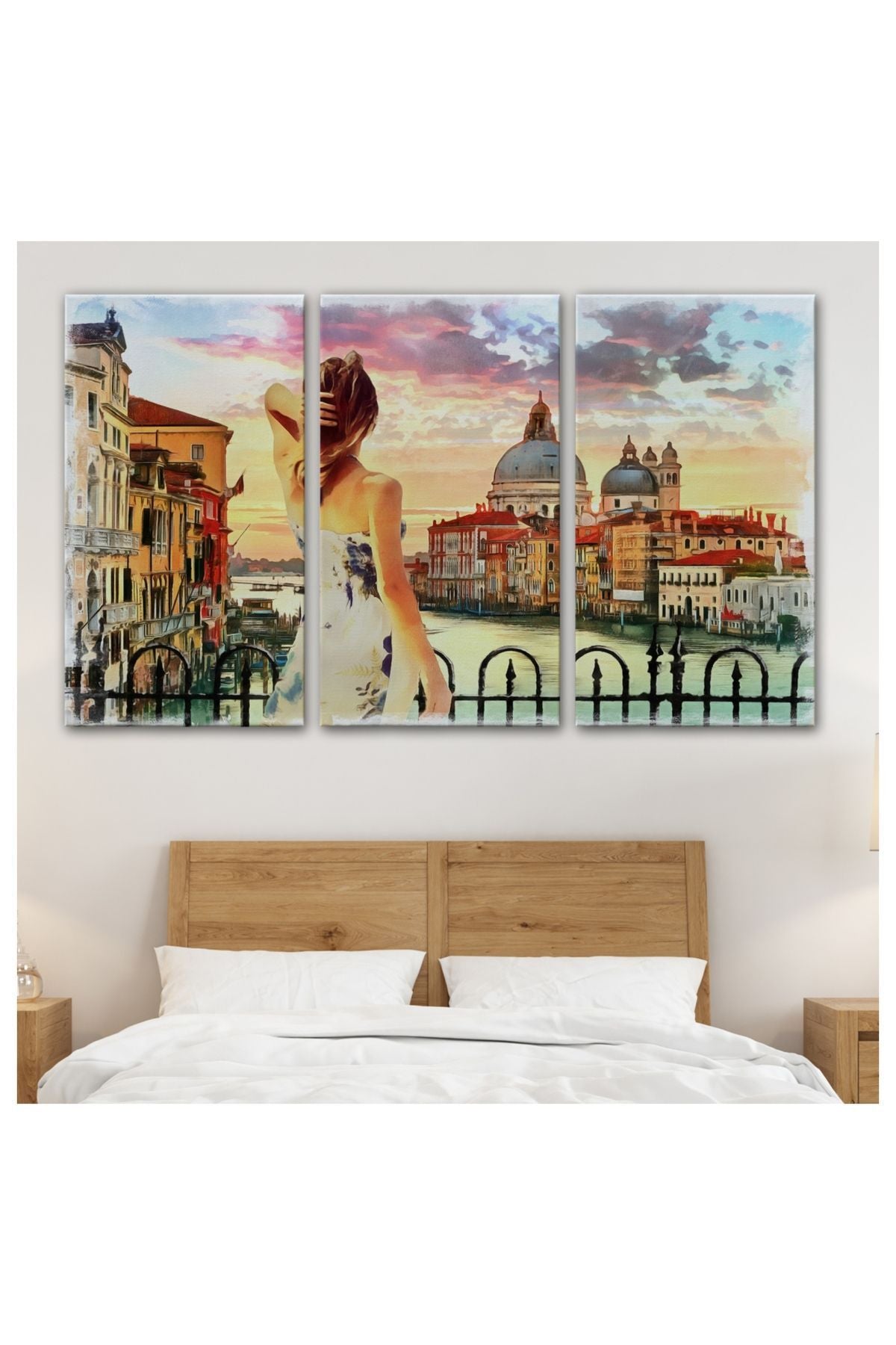 Kanvas, Duvar Tablosu, Dekoratif, Yağlıboya Görünüm Venedikte Kanala Bakan Kız 3590 EGKNV
