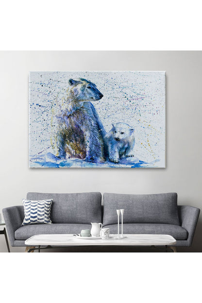 Kutup Ayısı ve Yavrusu Dekoratif Kanvas Tablo 1139