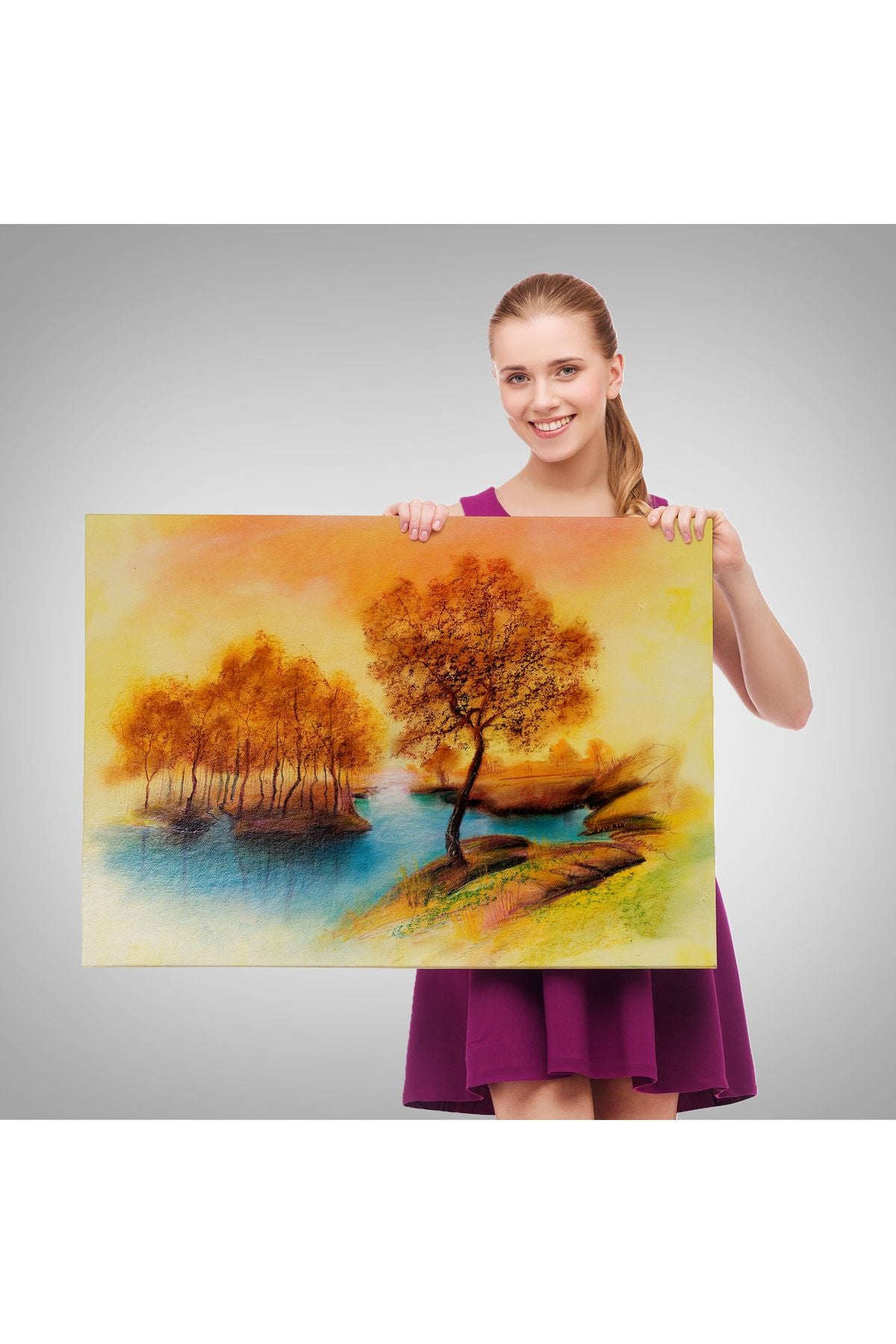 Yaz Mevsimi Manzaralı Kanvas Duvar Tablosu-1181