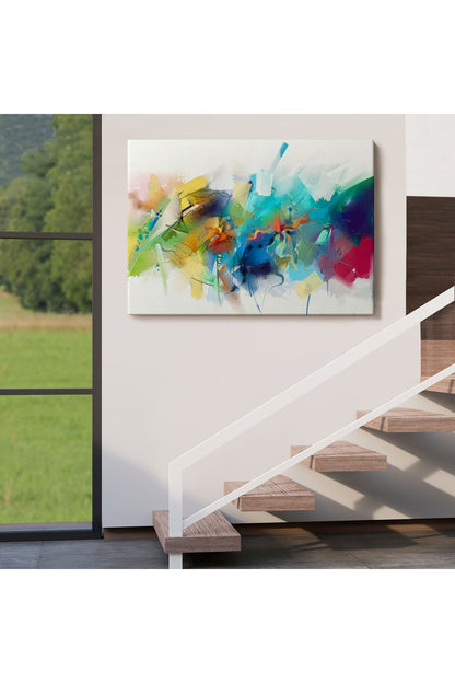 Soyut Fırça Darbeleri İle Yağlıboya Görünüm Dekoratif Kanvas Duvar Tablosu-3561