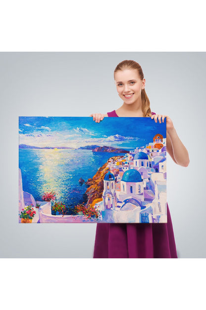 Mikanos Yunanistan Yağlıboya Görünüm Dekoratif Tablo-3572
