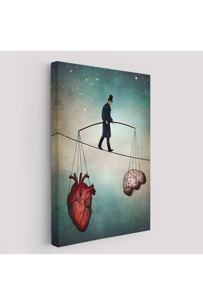 Dekoratif Kanvas Tablo, Duvar Tablosu-Kalp ile Akıl Arasındaki Balans 6363