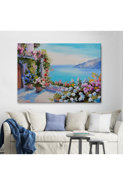 Deniz Manzaralı Güzel Ev Dekoratif Kanvas Duvar Tablosu-3439