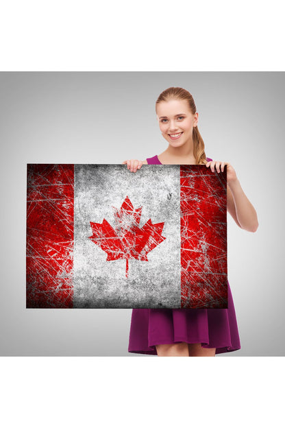 Kanada Bayrağı Rustik Kanvas Tablo, Kanada Bayrağı Tablo, Ev ve Ofis Dekoru-5403