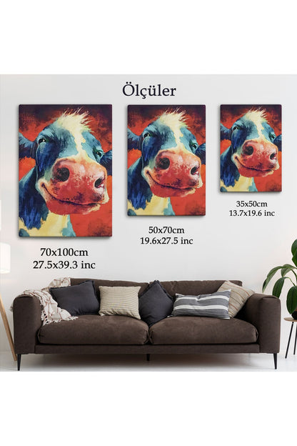 Komik İnek Portre Duvar Tablosu-6087