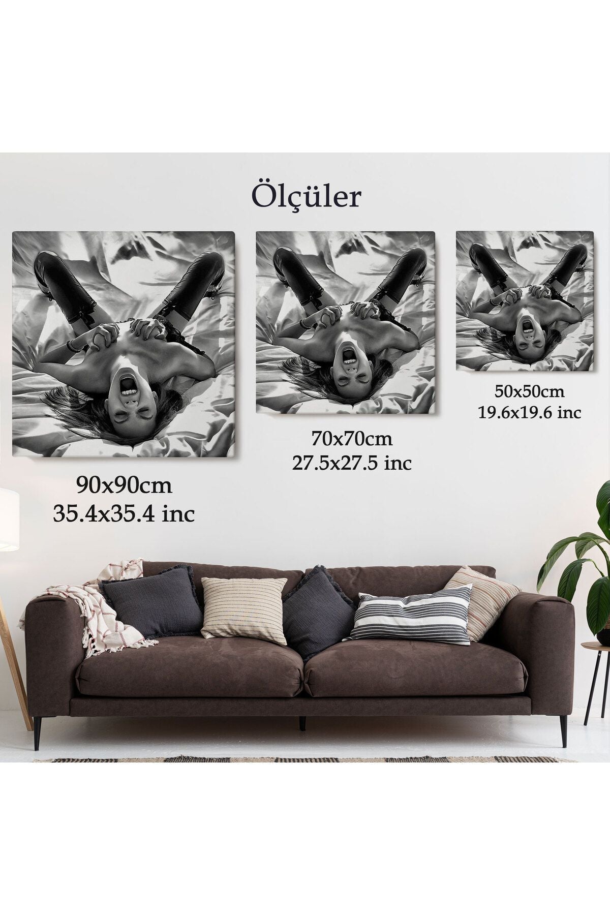 Çığlık atan Çıplak Güzel Kadın Kanvas Tablo, Siyah Beyaz Tablo-5333B