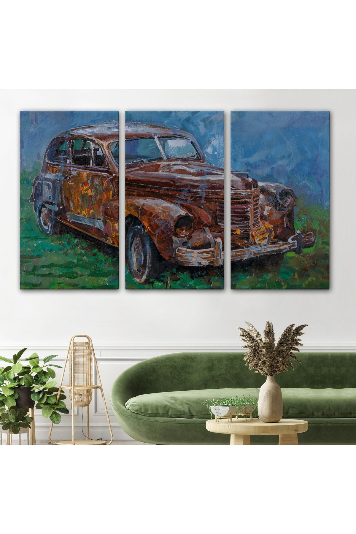 Paslı Eski Araba Dekoratif Duvar Tablosu-3531