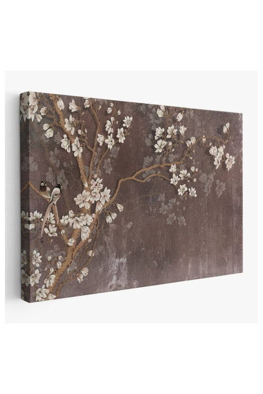 Kanvas, Duvar Tablosu, Dekoratif, Yağlıboya Görünüm Ağaçta Beyaz Çiçekler 3736 EGKNV