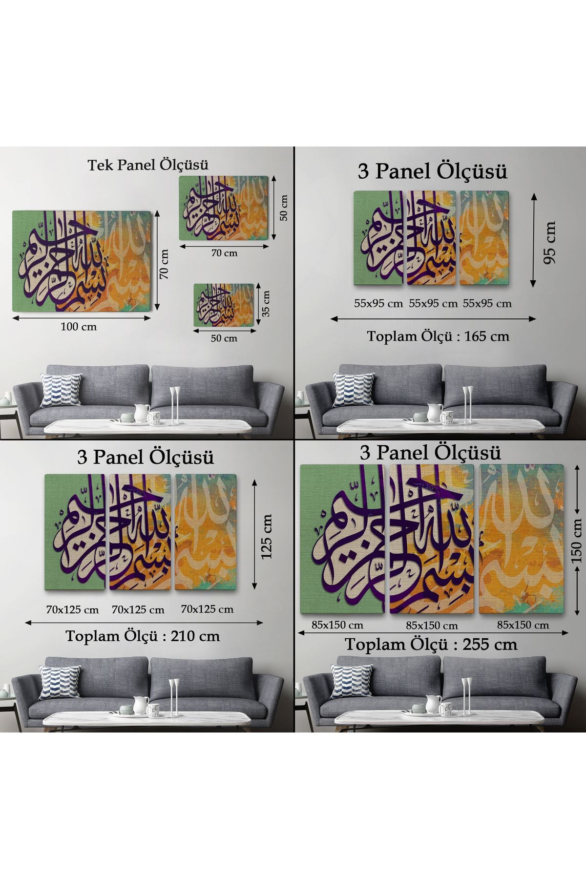 Bismillahirahmanirahim Yazılı Dekoratif Kanvas Tablo-3380