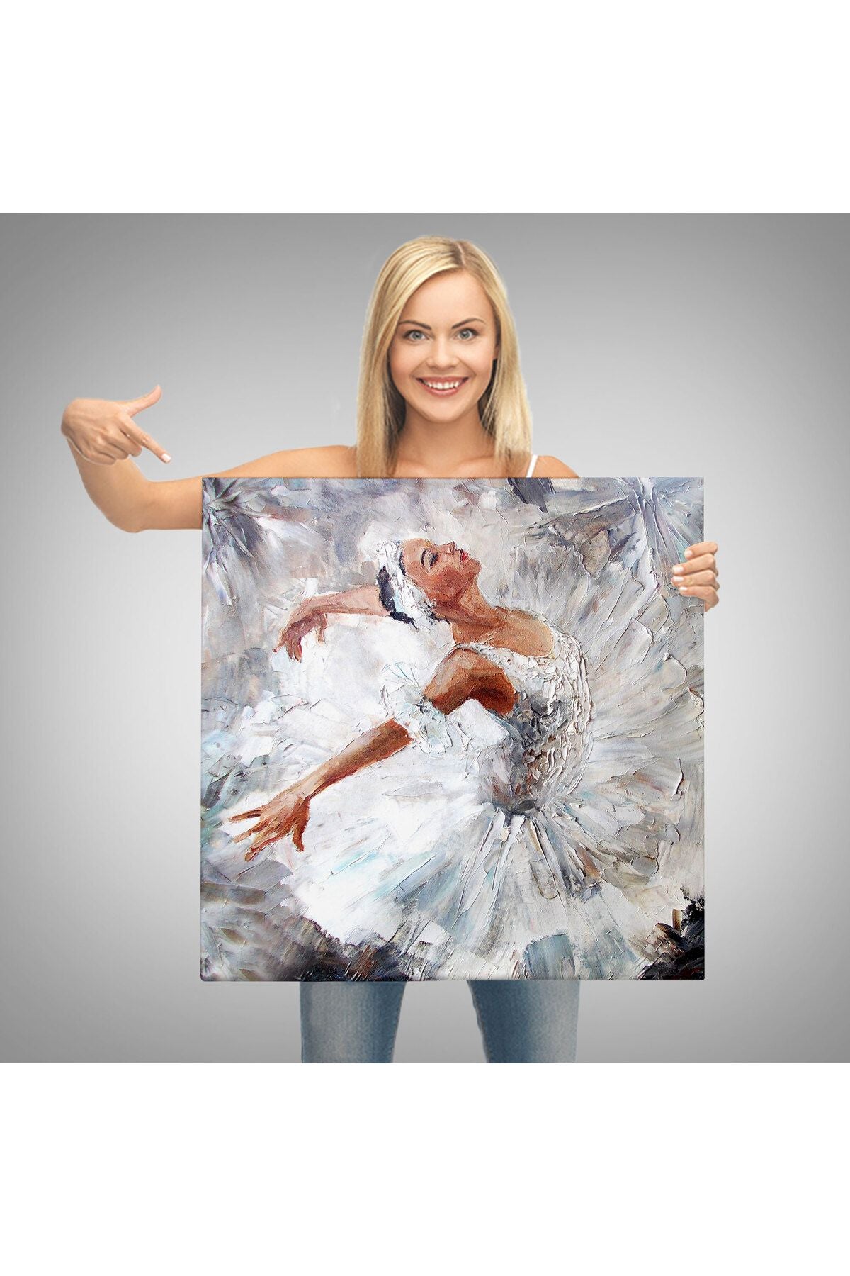 mstseri001 Balerin Kız Yağlıboya Görünüm Dekoratif Kanvas Duvar Tablosu-5824