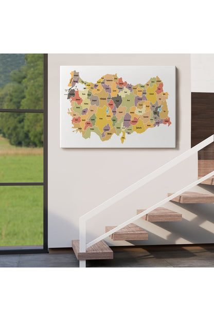 Türkiye Haritası Kanvas Tablo Eğitici ve Öretici Dekoratif Tablo Tablo 3126