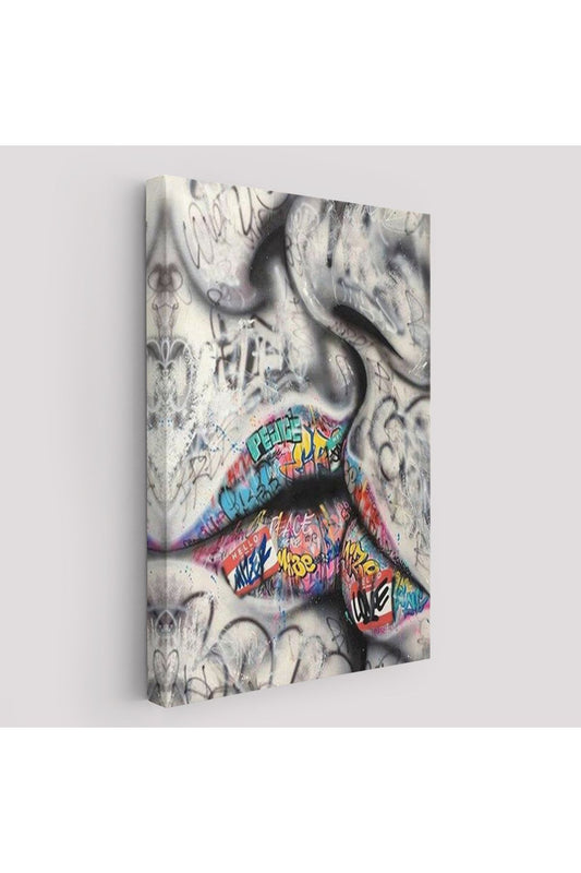 Öpüşme Kanvas Duvar Sanatı, Öpüşme Banksy Tarzı Graffiti Sokak Kanvas Tablo-5313